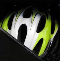 Giro green and white helmet